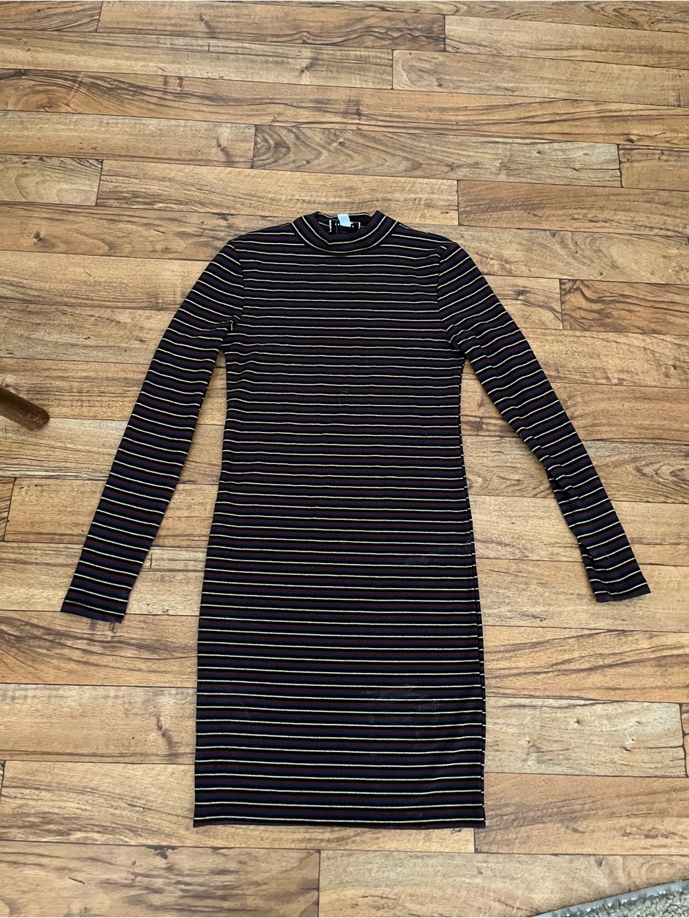 Topshop Metallic Striped Mock Neck Bodycon Mini Dress Size 6